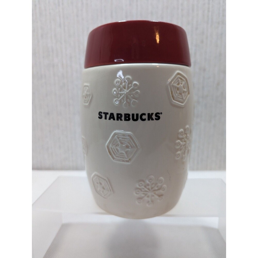 Starbucks Coffee Bean Canister 2011 Snowflake Biscotti Cookie Jar Pet Treats